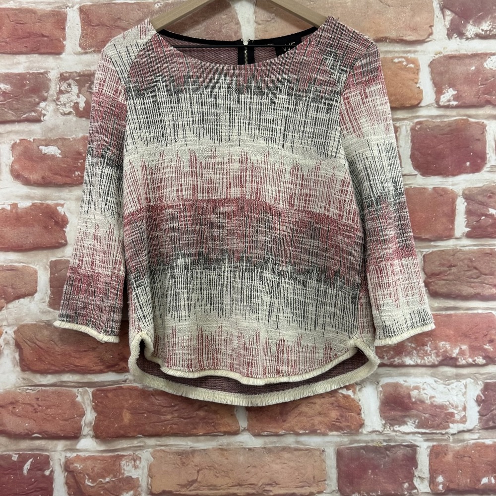 Anthropologie W5 Top Women's Small Multicolor Boho Abstract Textured Knit Shirt